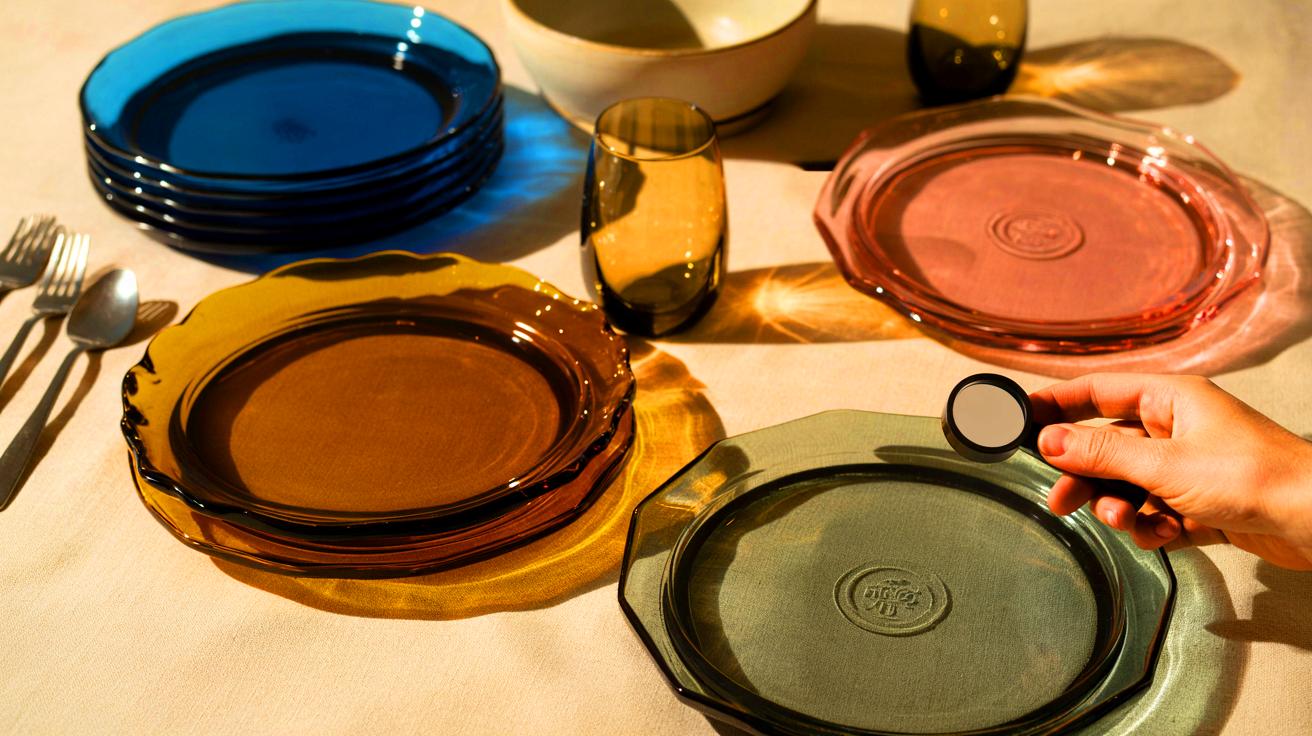 Ces assiettes en verre coloré signées Duralex valent aujourd’hui 100 € pièce