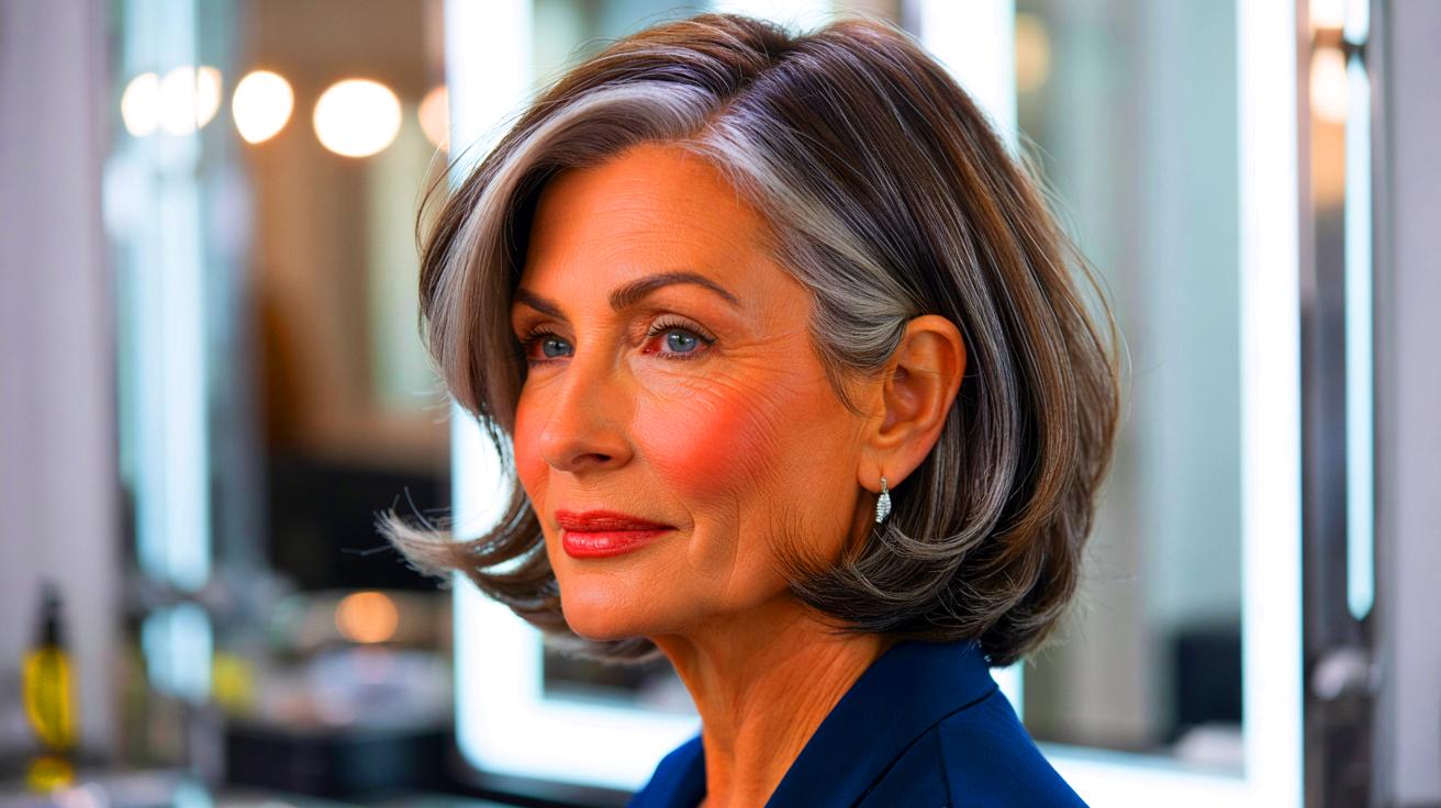 Cheveux gris après 50 ans : le “graphite silver” est idéal pour les brunes qui souhaitent arrêter les colorations selon une coiffeuse
